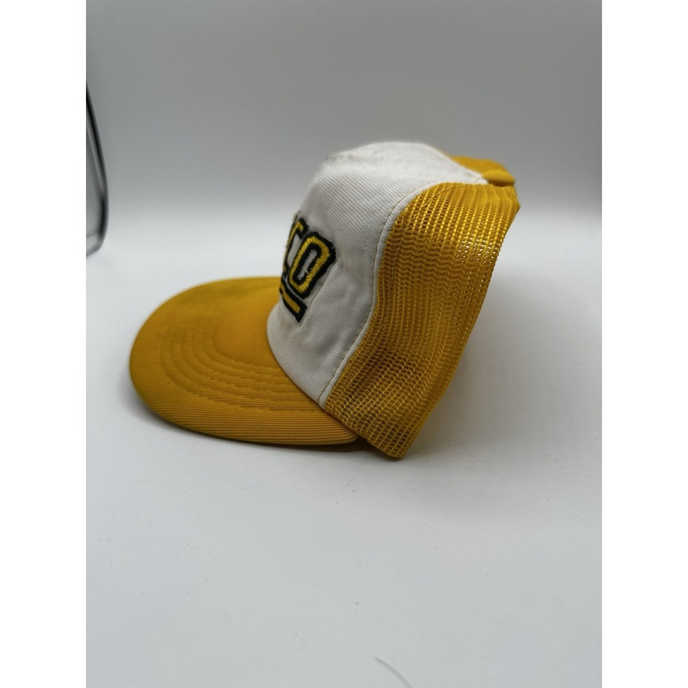 VTG ZEBCO Mesh Trucker Hat Yellow White Snapback Fishing Cap - Picture 8 of 10